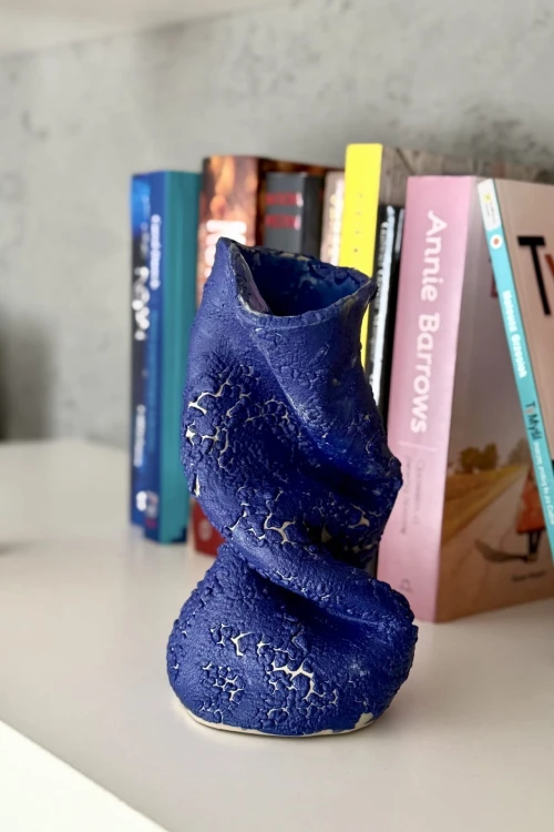 Wazon ceramiczny kobaltowy  ręcznie wykonany