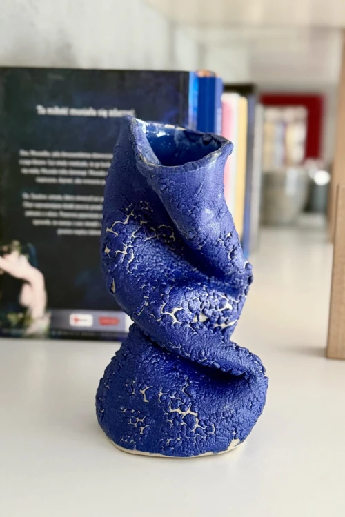 Wazon ceramiczny kobaltowy  ręcznie wykonany