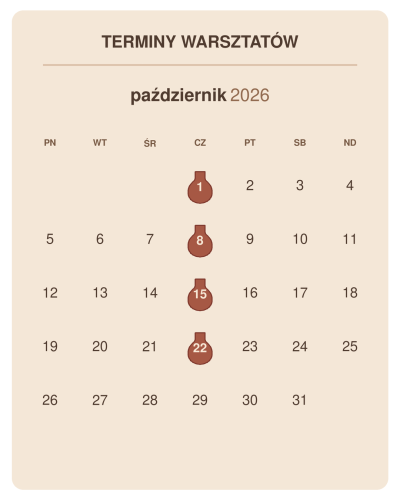 Terminy warsztatów ceramicznych w Strzebielinie – październik 2026